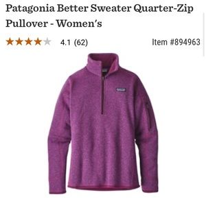 Patagonia better sweater quarter zip pull over